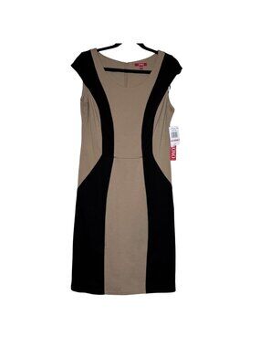 Nwt XOXO Beige & Black Colorblock Cap Sleeve Sheath Dress Sz 13/14